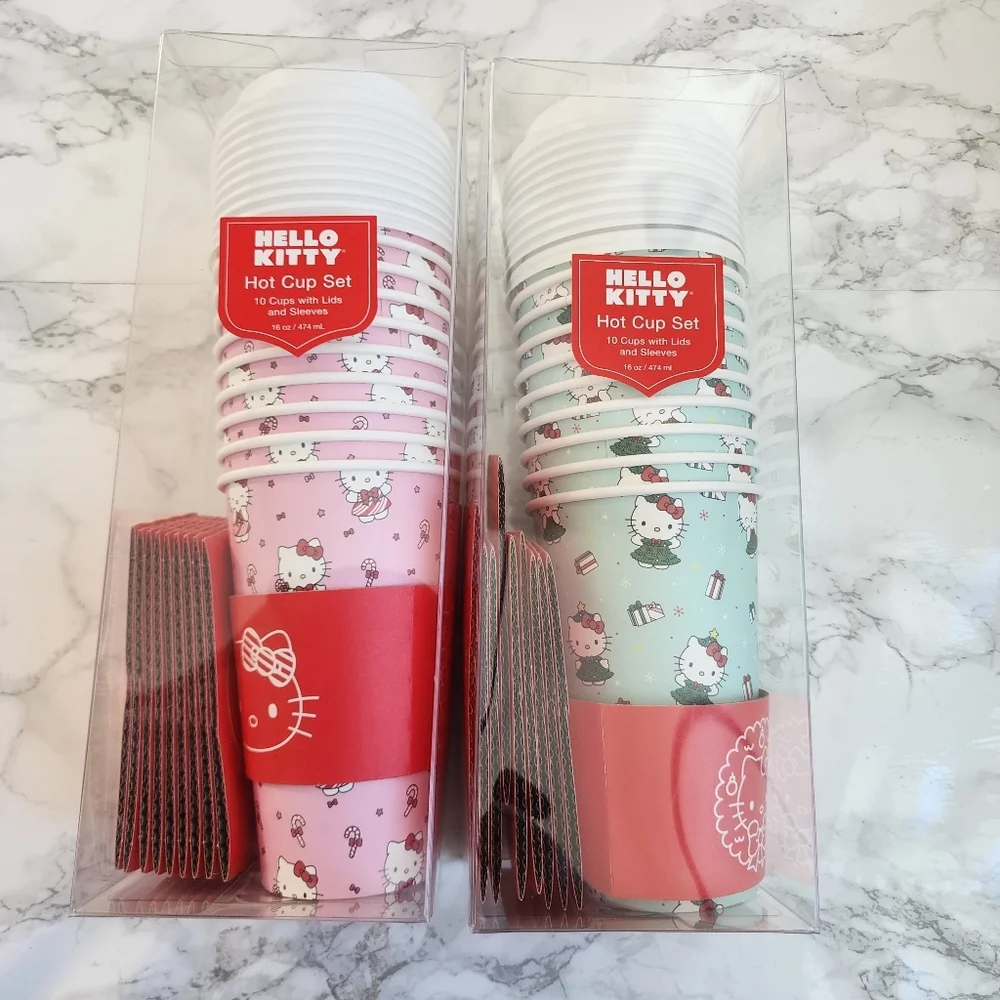 Hello Kitty 2 Set Papper Hot coffe & tea CUP SET BUNDLE Christma LIMITED EDITION - Picture 3 of 7